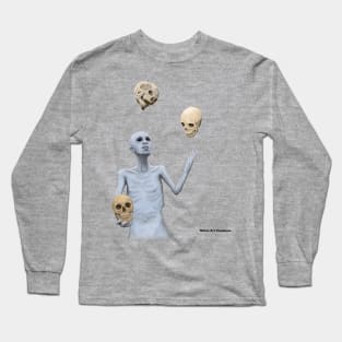 Skeletal Creature Juggling Skulls Realistic Art Long Sleeve T-Shirt
